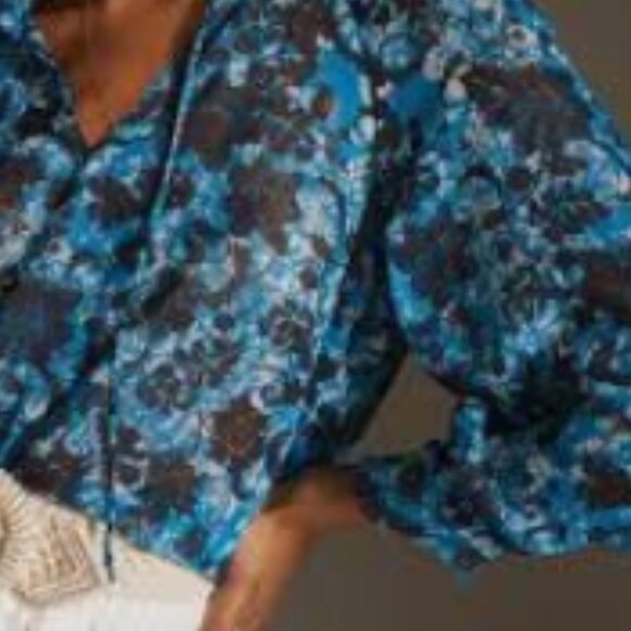 Anthropology Sheer Printed Peasant Blouse - Picture 4 of 4